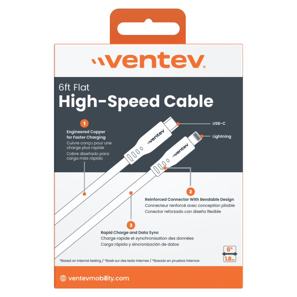 Ventev Chargesync Flat USB C to Apple Lightning 6ft