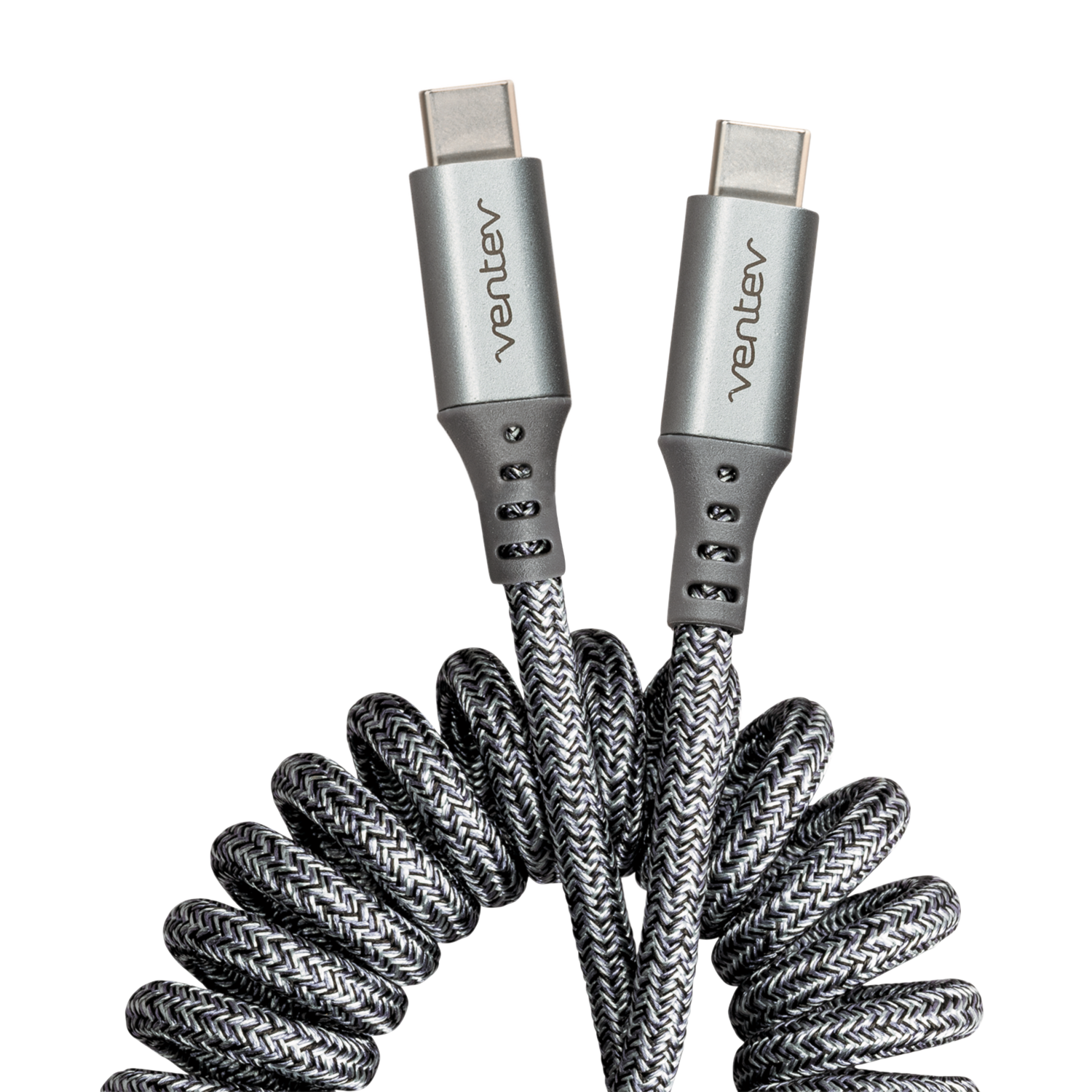 Ventev Helix USB C to USB C High Speed Travel Cable Gray