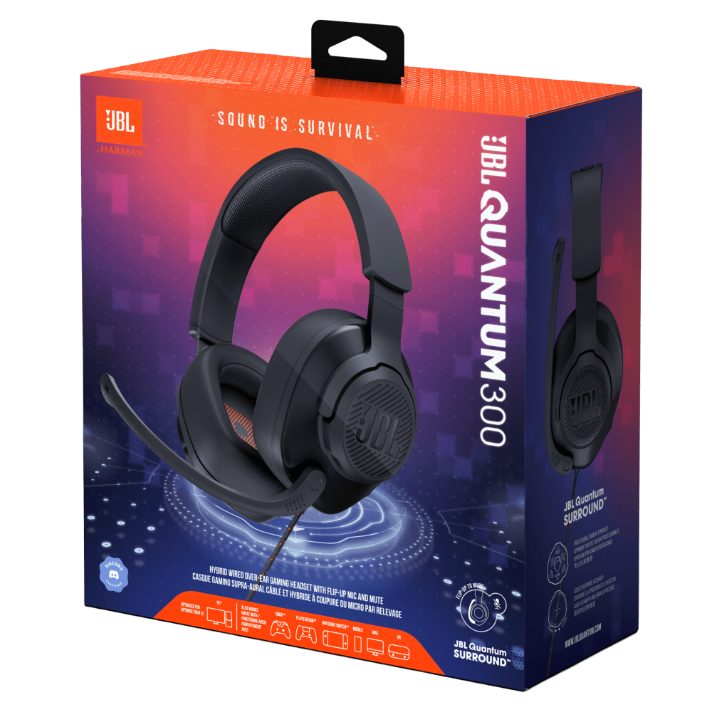 JBL Quantum 300 Wired Over Ear Gaming Headset Black