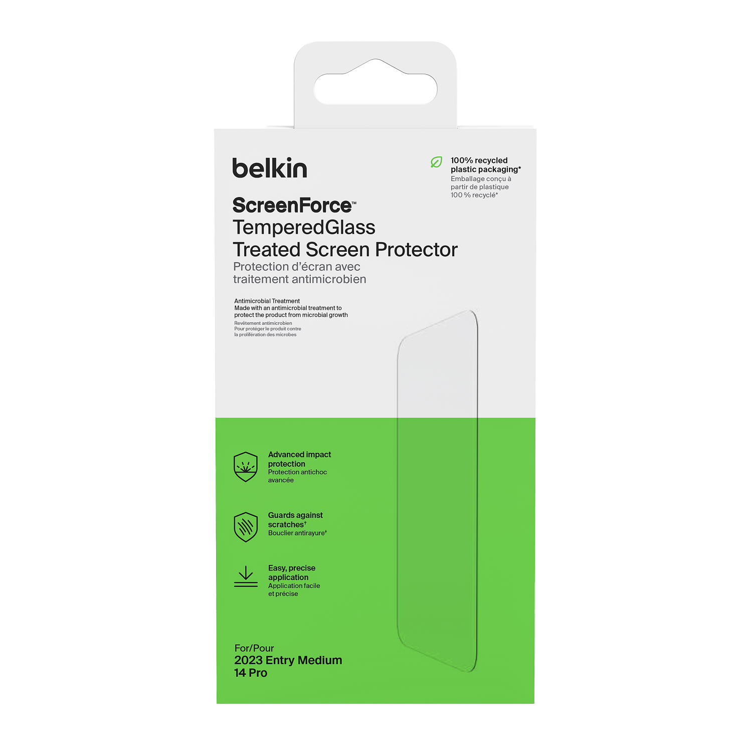 Belkin Glass Screen Protector with EZ Tray for Apple iPhone 15 Clear