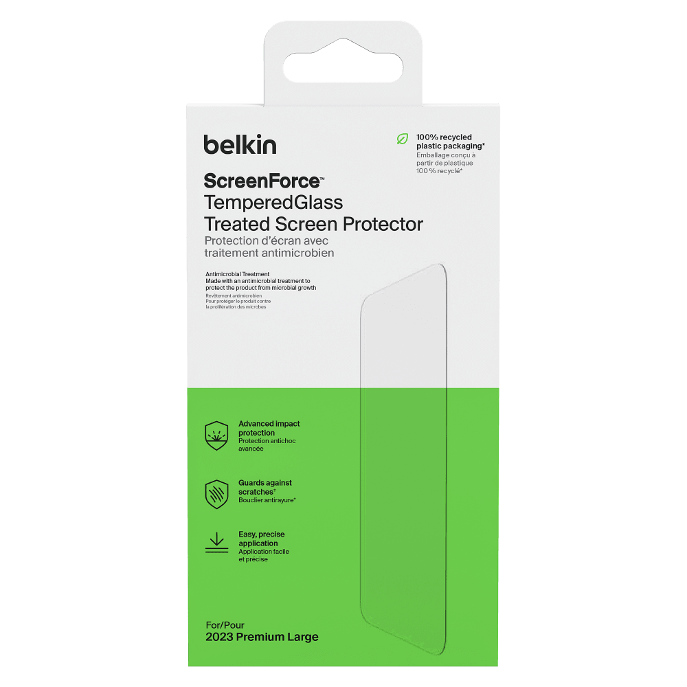 Belkin Glass Screen Protector with EZ Tray for Apple iPhone 15 Pro Max Clear