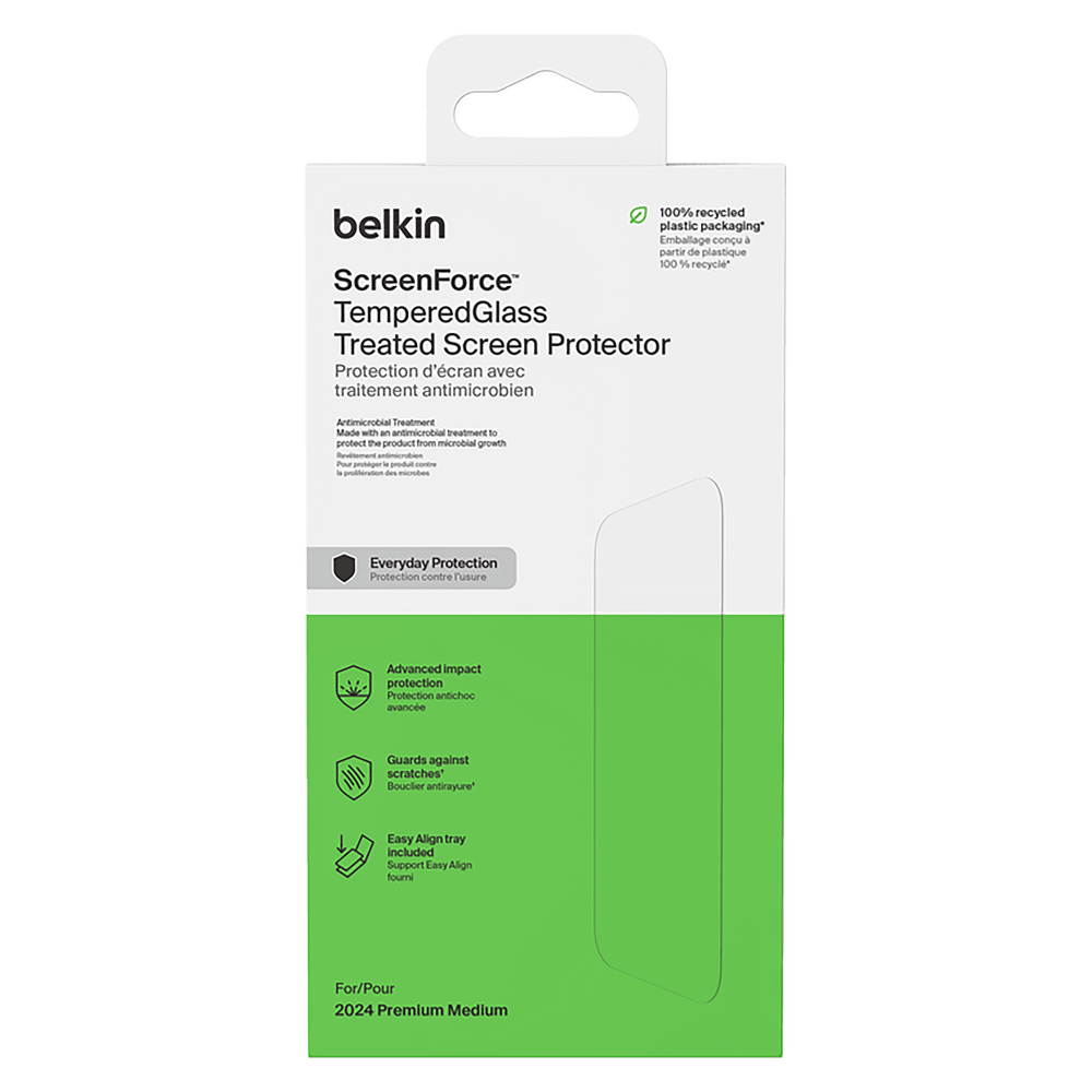 Belkin Glass Screen Protector with EZ Tray for Apple IP16PRO Clear