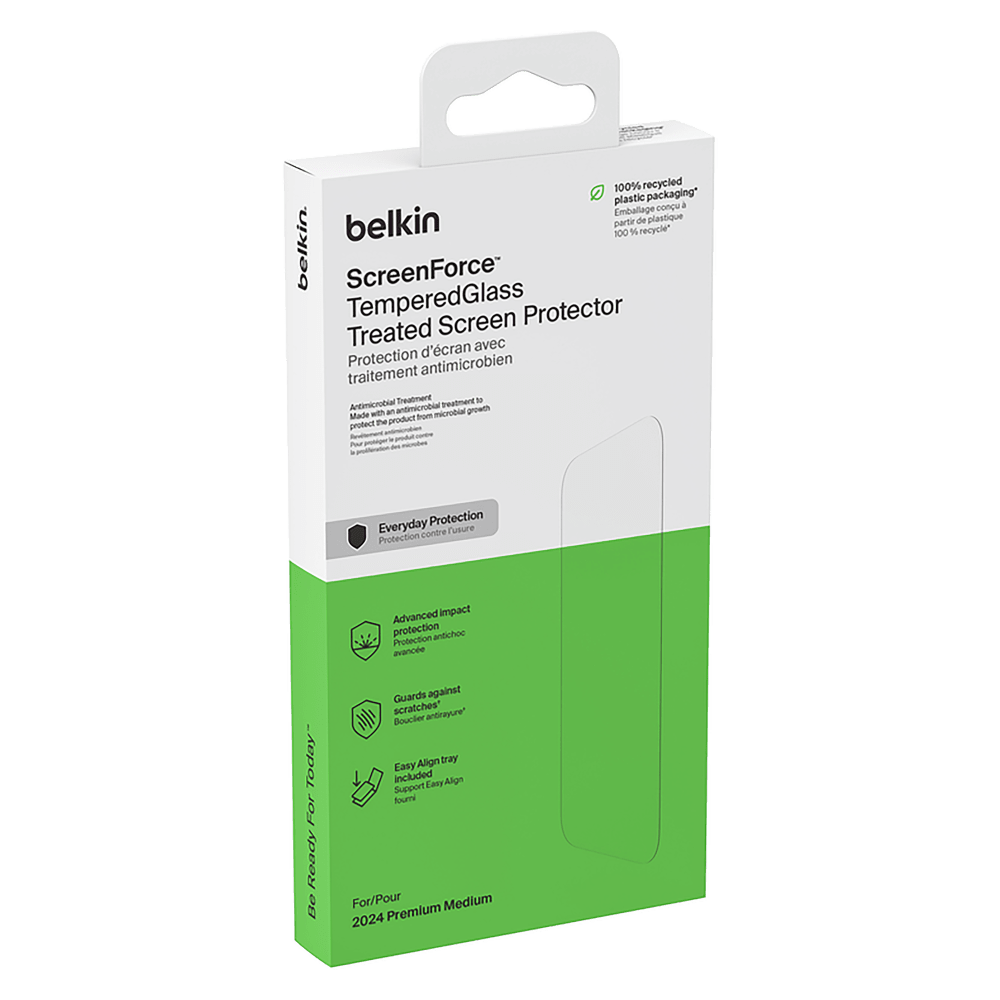 Belkin Glass Screen Protector with EZ Tray for Apple IP16PRO Clear