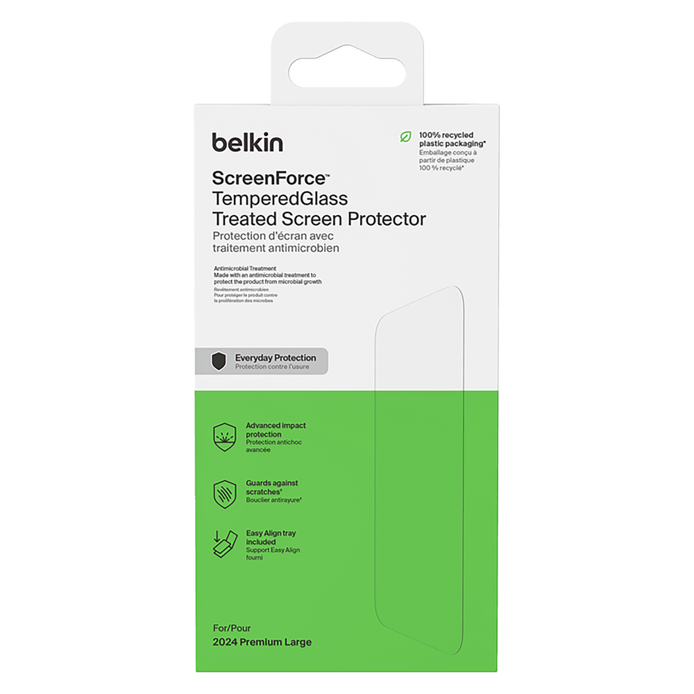 Belkin Glass Screen Protector with EZ Tray for Apple IP16PROMAX Clear