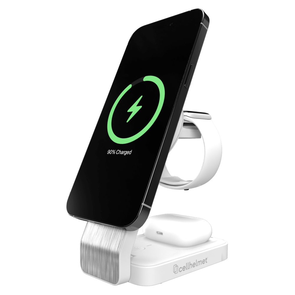 Cellhelmet Qi2 3 in 1 Charging Station with 3in Charging Cable White