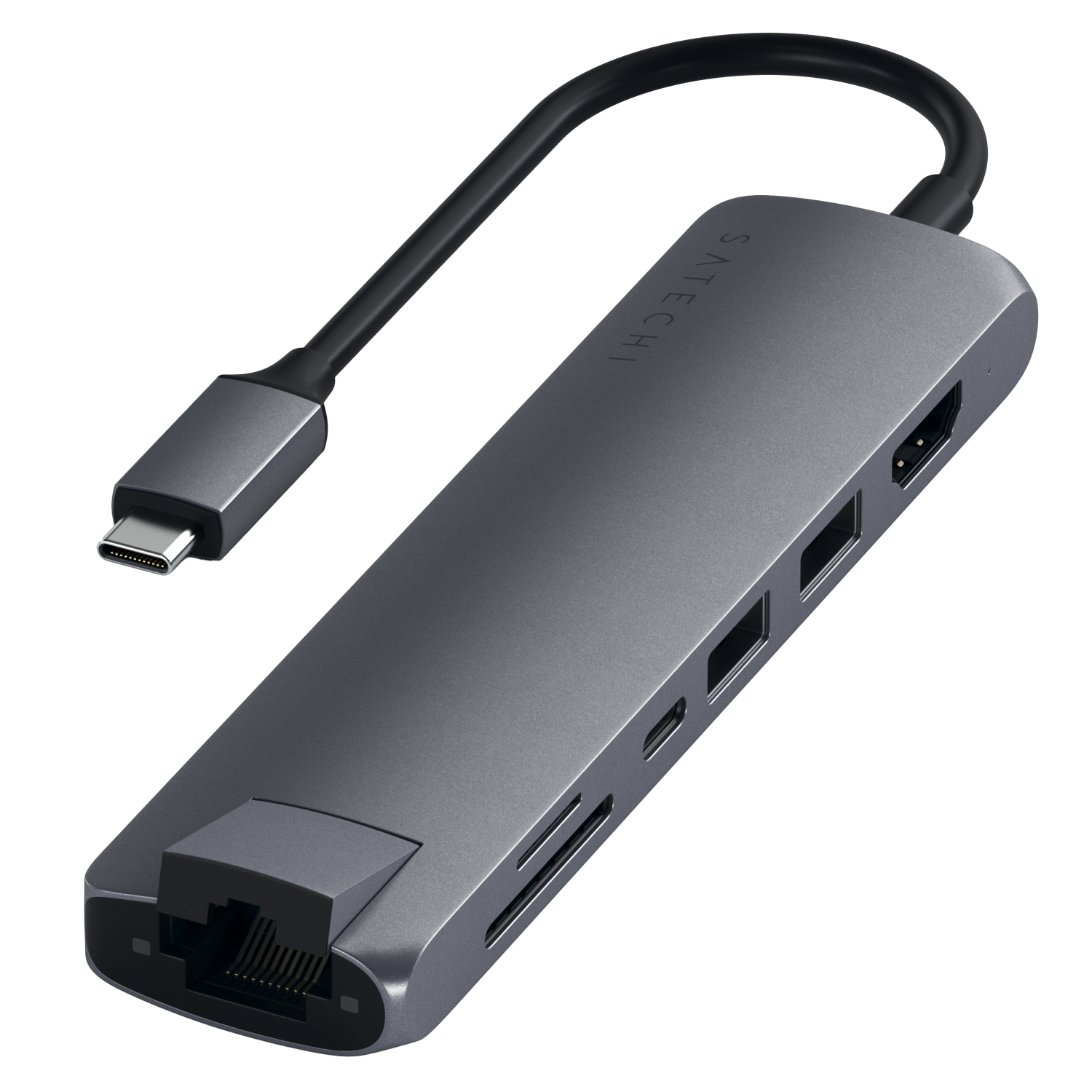 Satechi USB C Slim Multi Port with Ethernet Adapter Gray