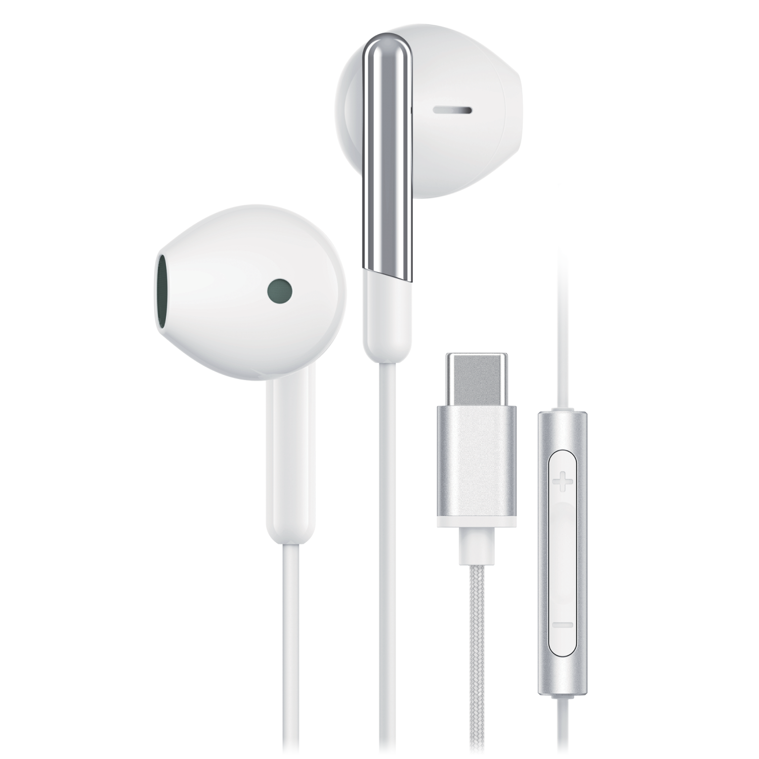 Sway C-Buds Premium USB C Connection Braided Earbuds with Mic and Volume Control White