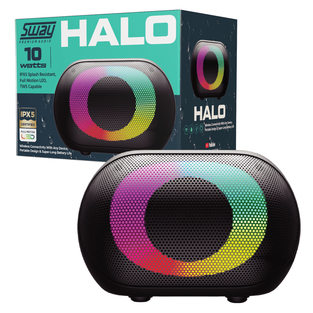 Sway Halo LED IPX5 Splash Resistant Bluetooth Speaker 10W Black