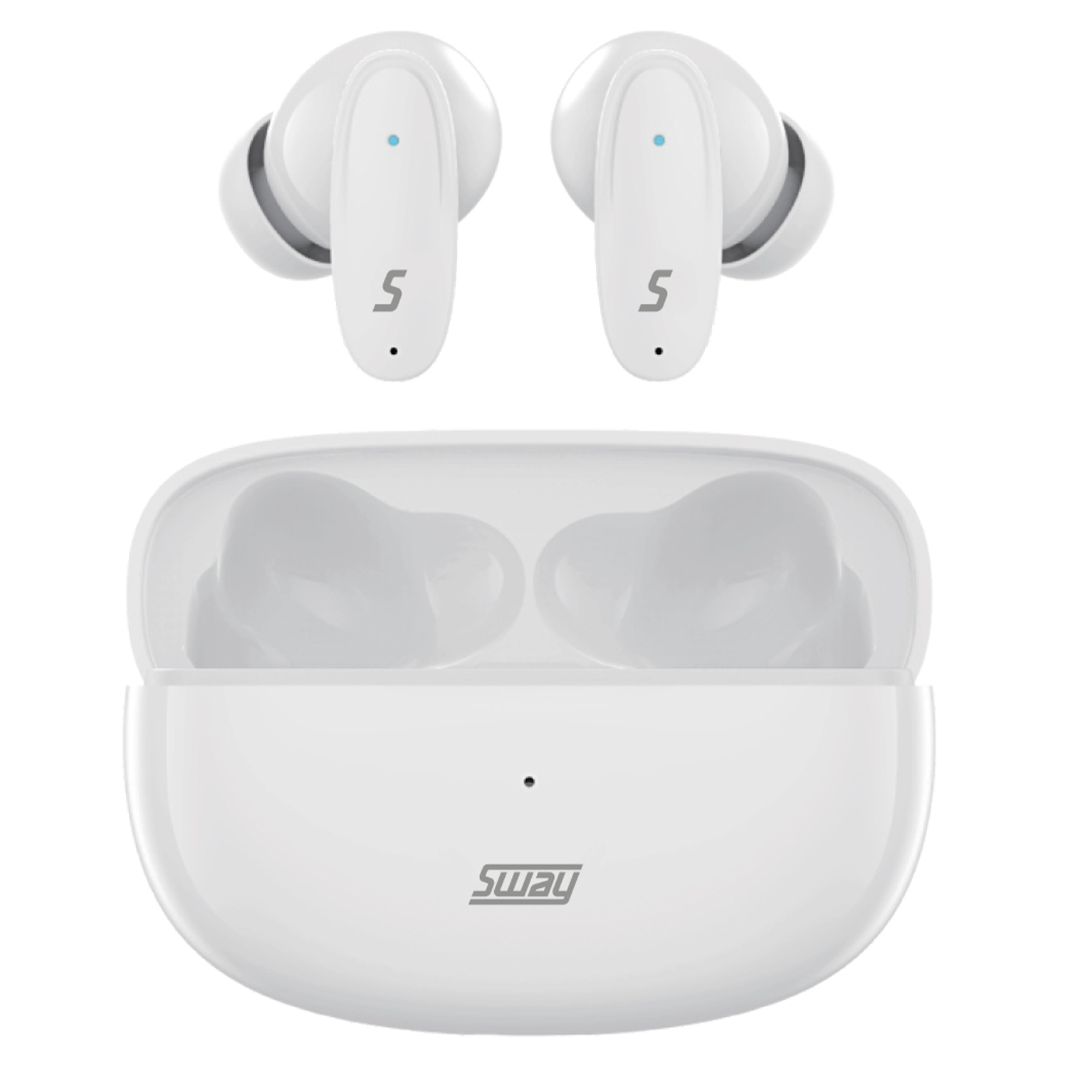 Sway Dual Microphone ENC Comfort Fit True Wireless Headphones with Power Go Charging Case White