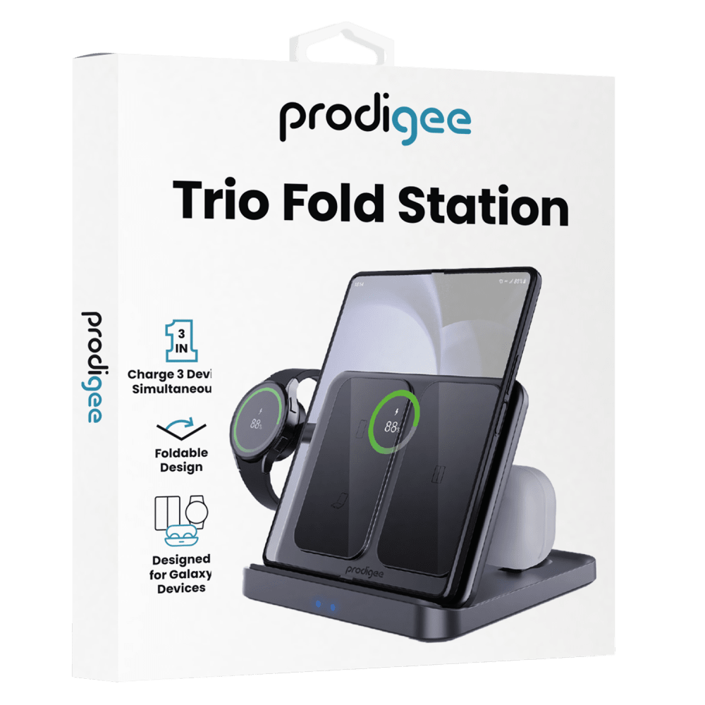 prodigee prodigee - Trio Fold Station 3 in 1 Charger for Samsung Devices - Grey Gray