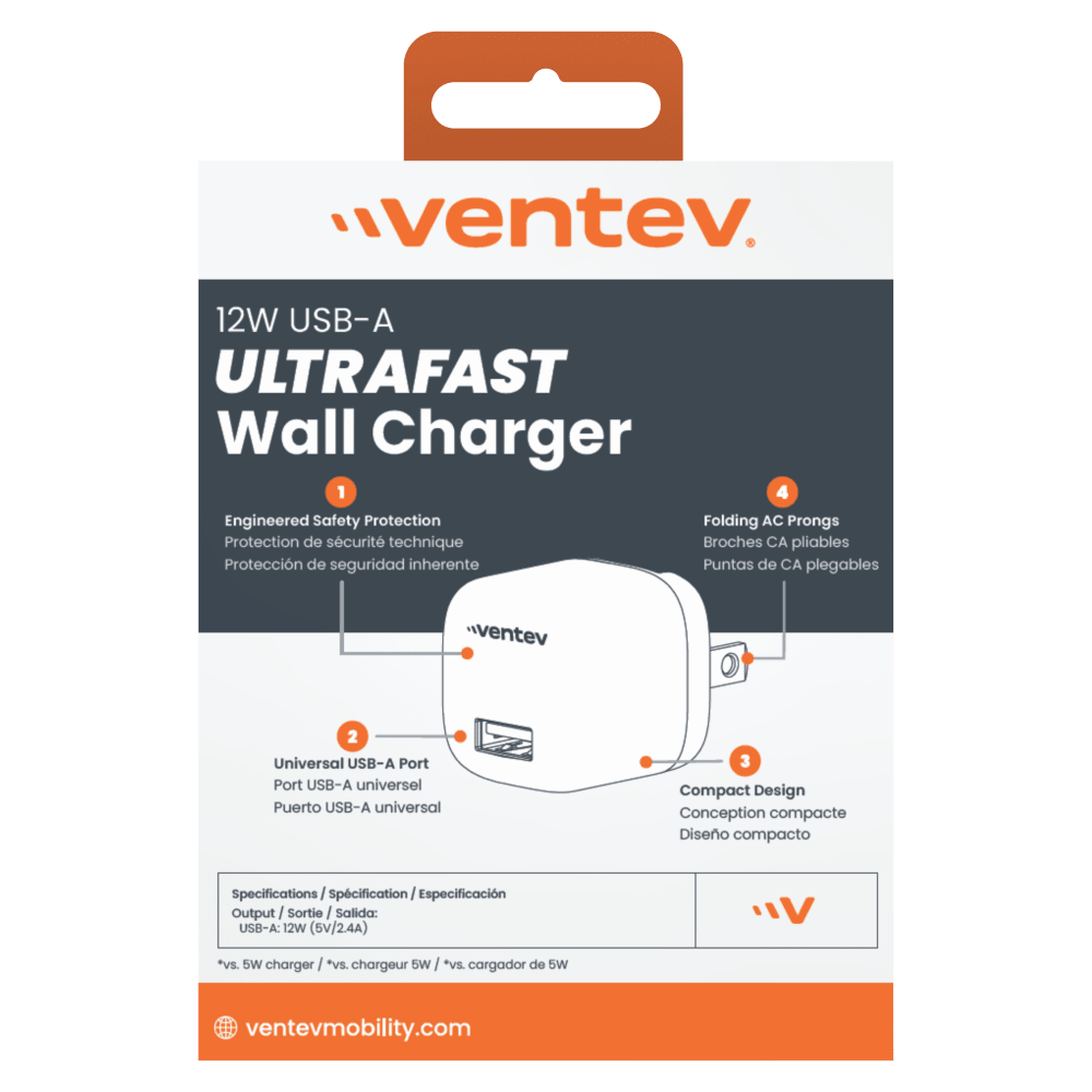 Ventev 12W USB A Wall Charger Gray