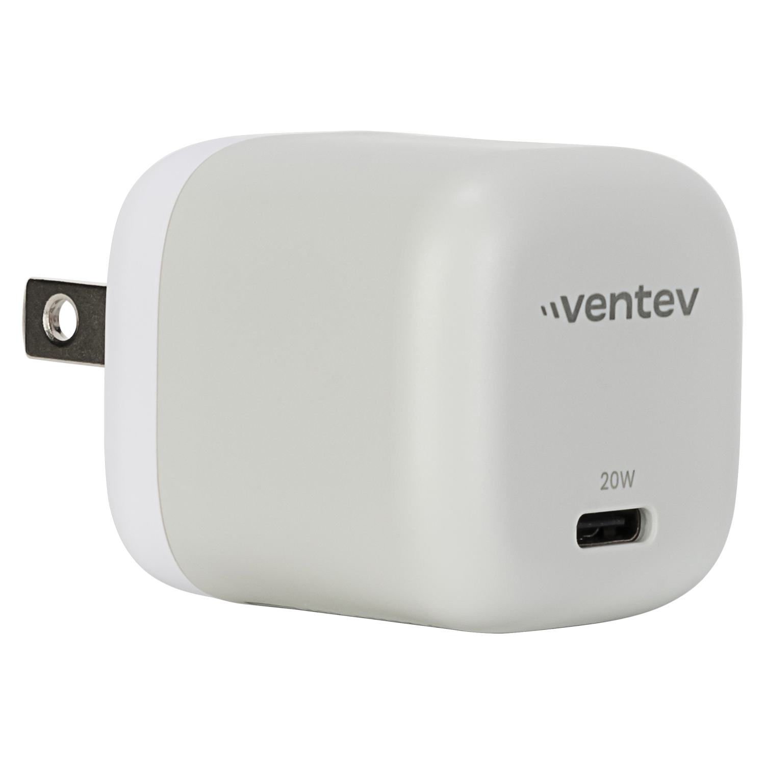 Ventev 20W PD USB C Mini Wall Charger and USB C to Apple Lightning Cable 3.3ft Gray, White