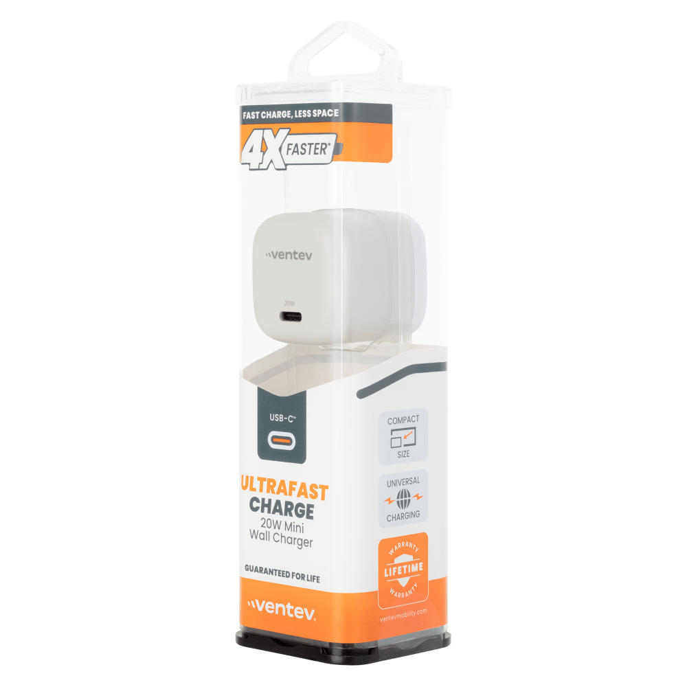 Ventev 20W ULTRAFAST USB C Universal Mini Wall Charger White