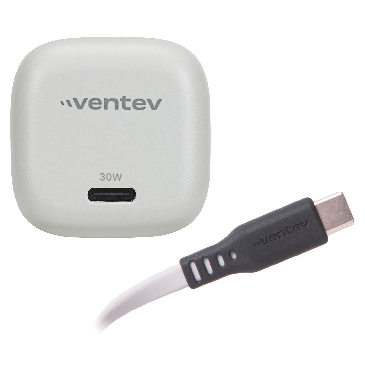 Ventev 30W PD PPS Mini USB C Wall Charger and USB C to USB C Cable 3.3ft White