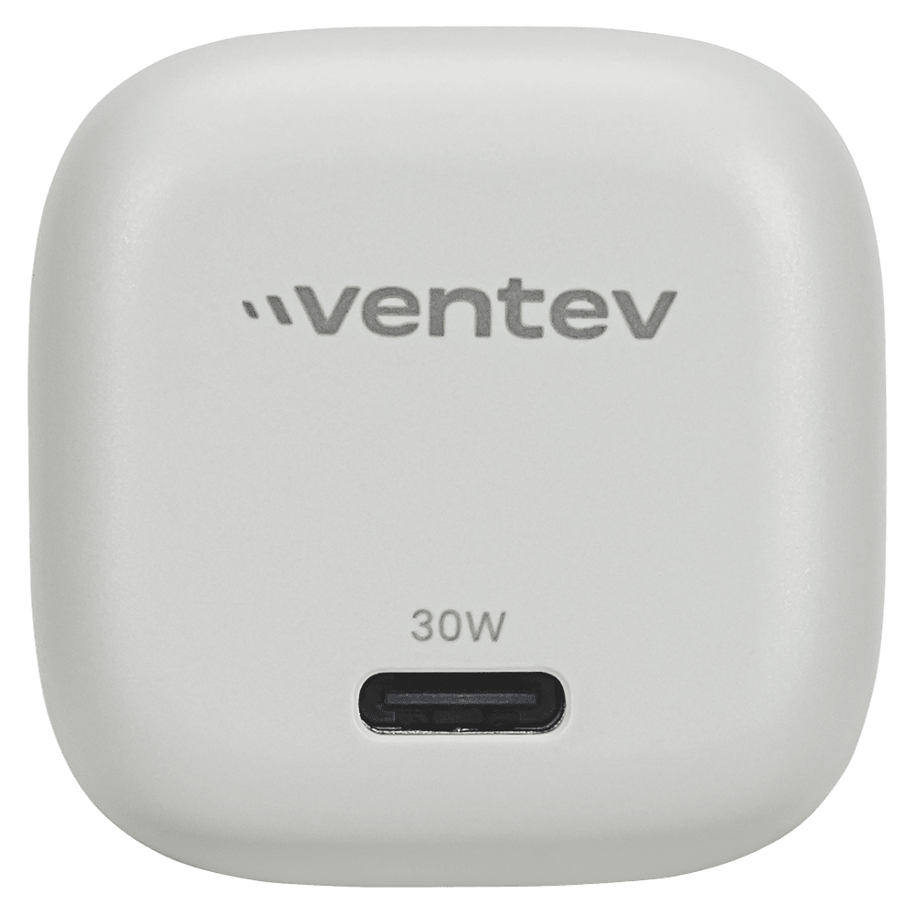 Ventev 30W PD PPS Mini USB C Wall Charger and USB C to USB C Cable 3.3ft Gray, White