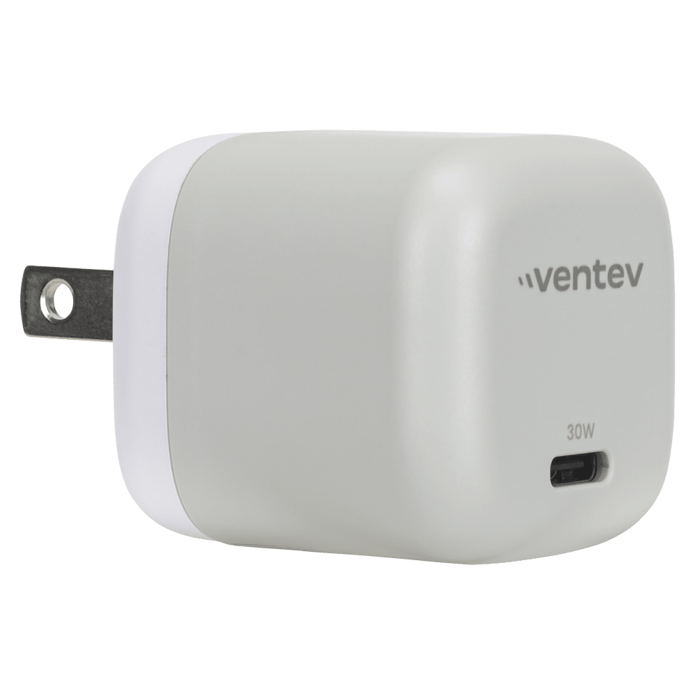 Ventev 30W PD PPS Mini USB C Wall Charger and USB C to USB C Cable 3.3ft Gray, White