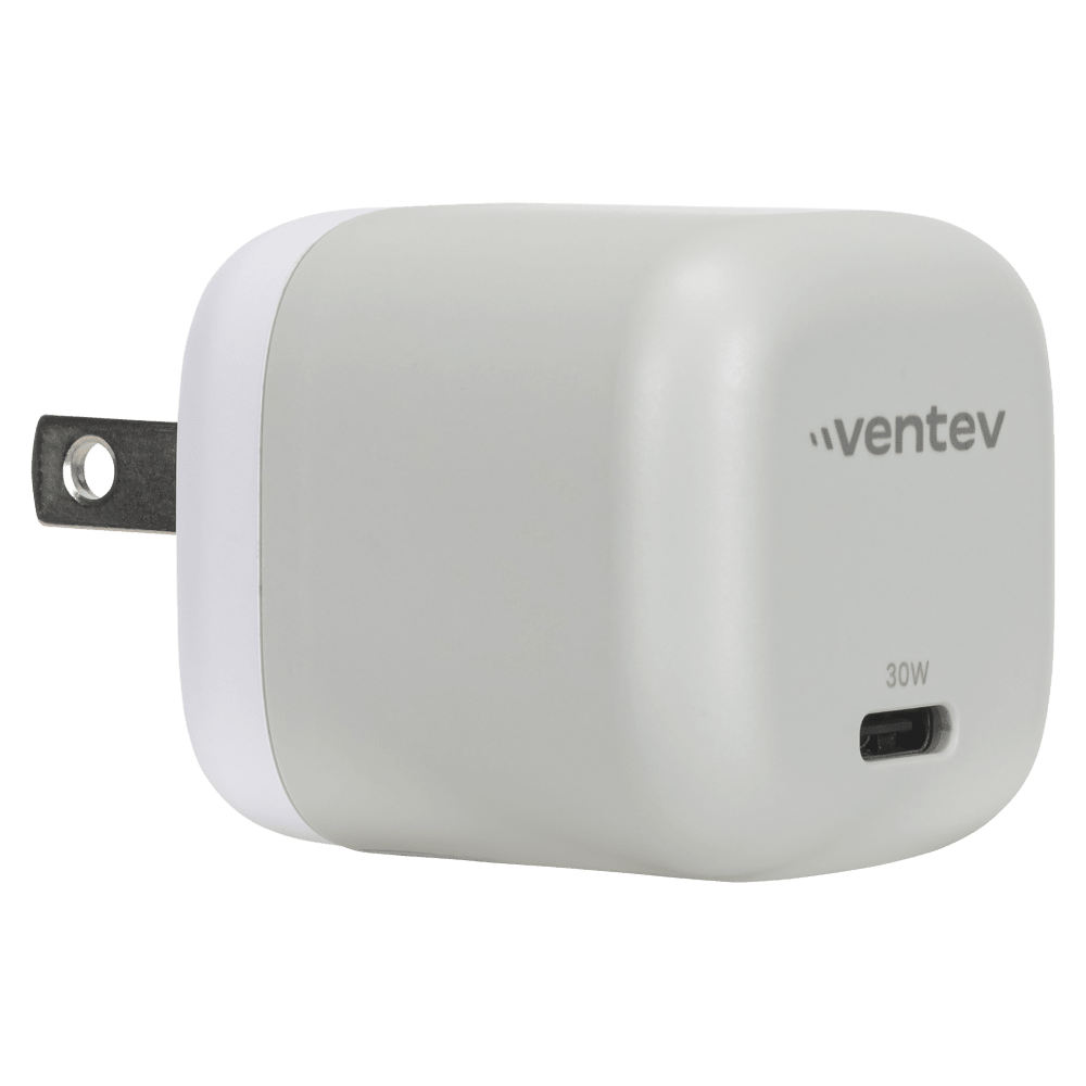 Ventev 30W PD PPS USB C GaN Mini Wall Charger Gray, White