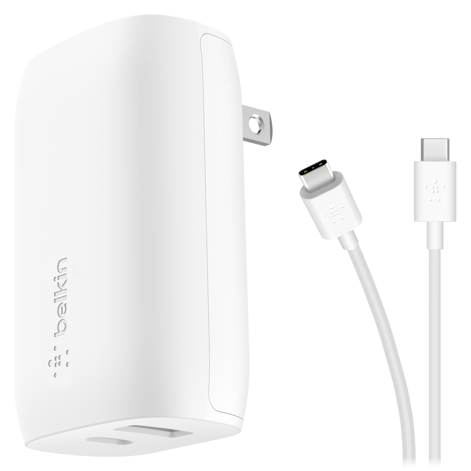 Belkin Dual Port USB A and USB C PD 37W Wall Charger with PPS White