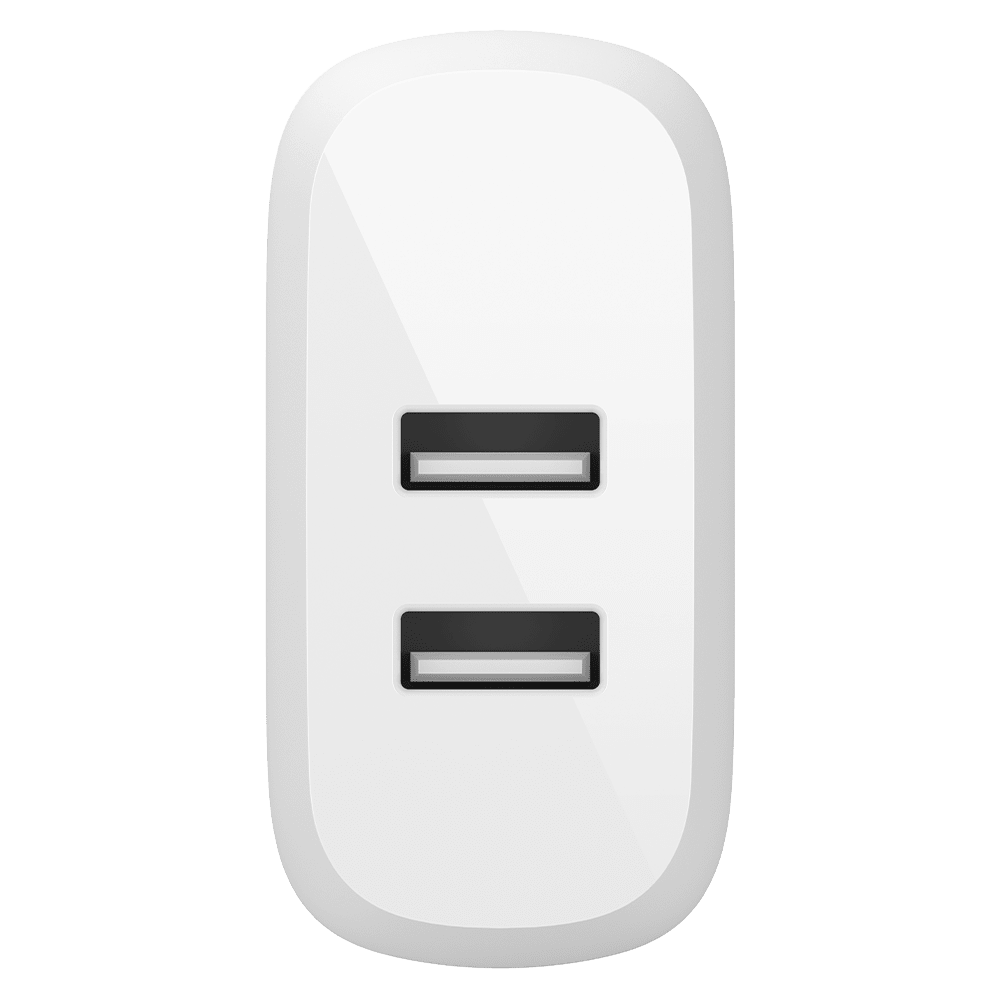 Belkin Dual Port USB A 24W Wall Charger with Apple Lightning Cable 3ft White