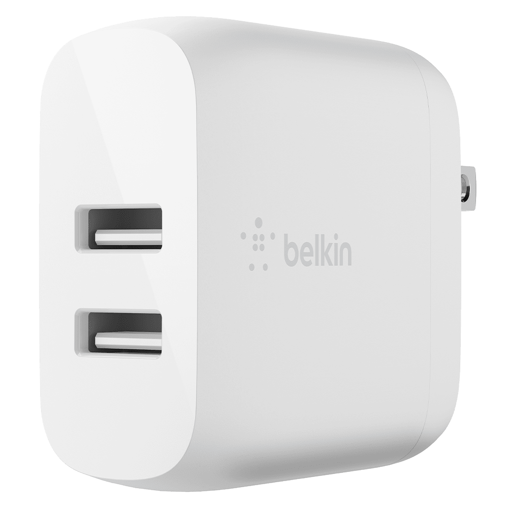 Belkin Dual Port USB A 24W Wall Charger with USB A to USB C Cable 3ft White