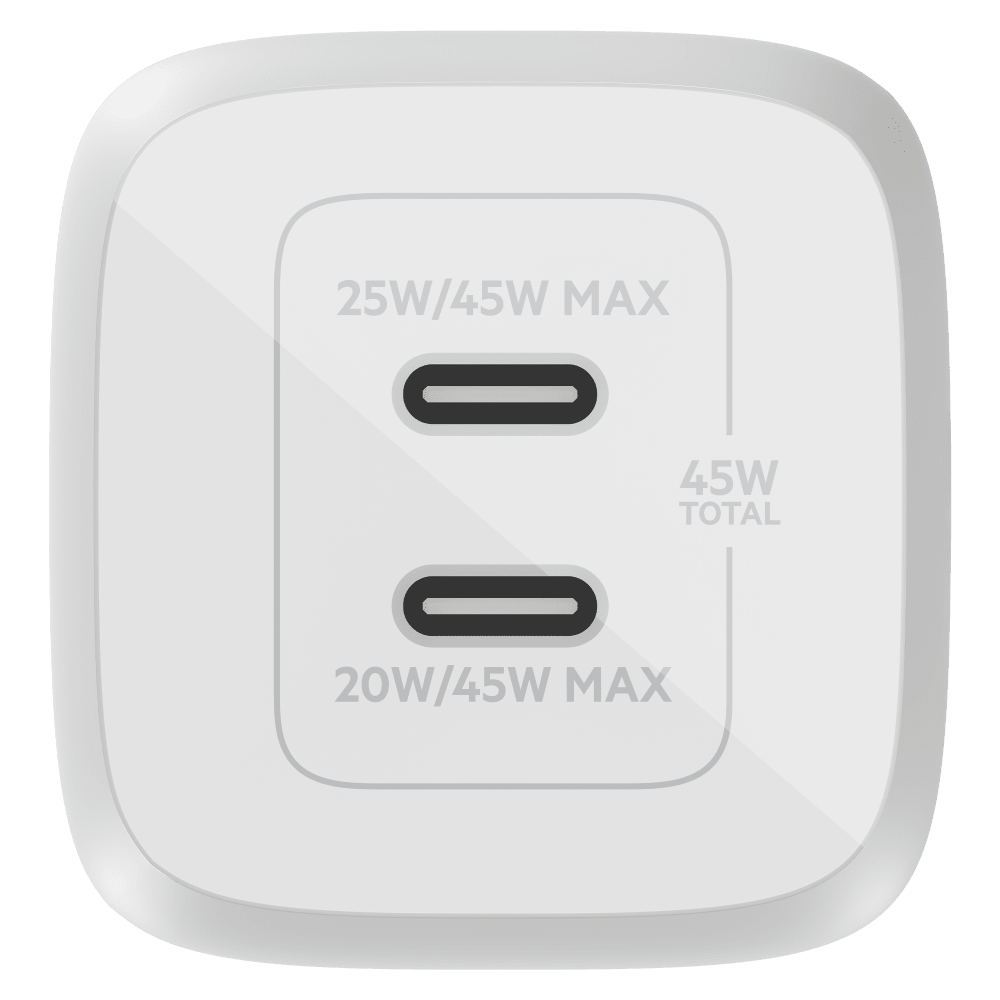 Belkin Dual Port USB C PD Wall Charger with PPS 45W White