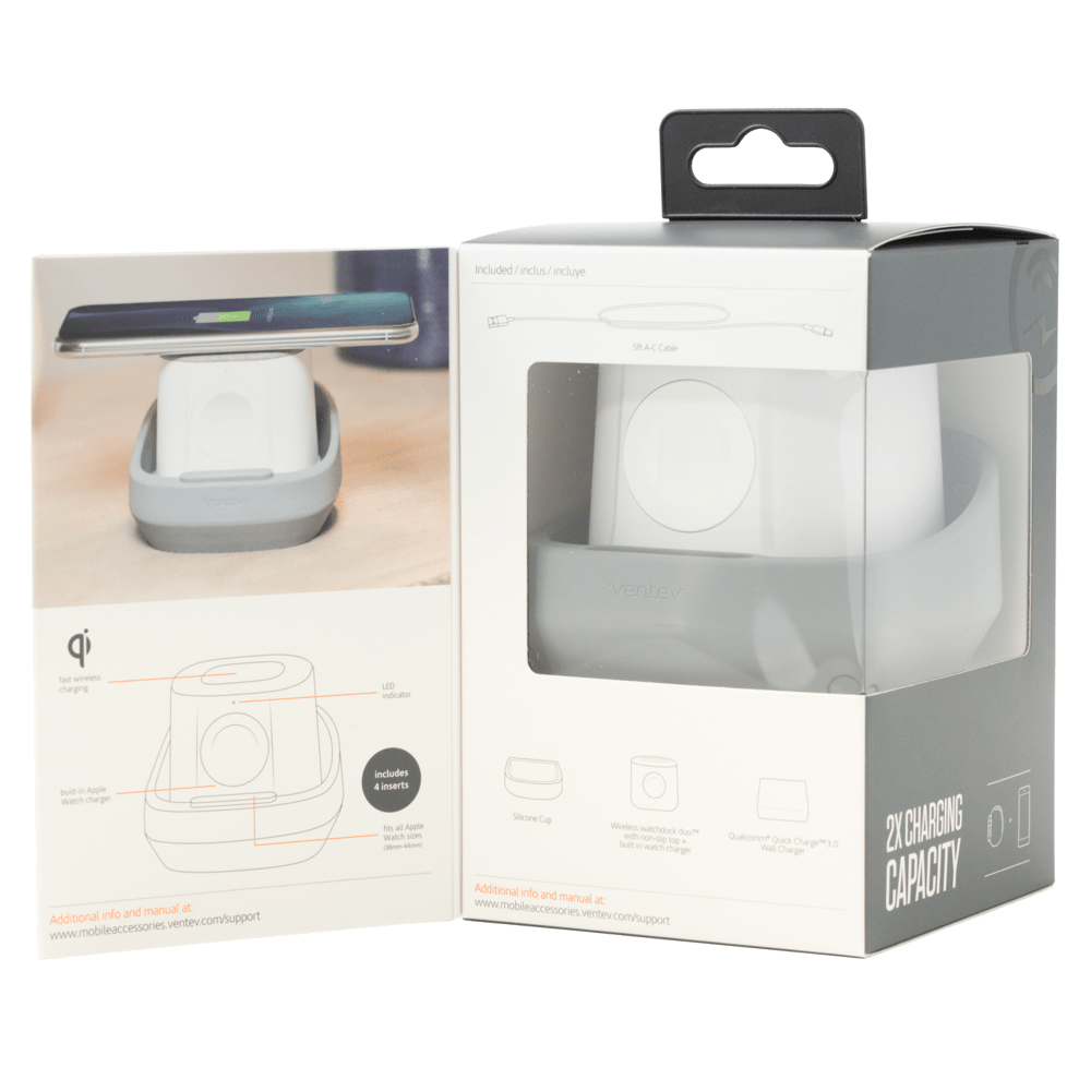 Ventev wireless watchdock duo Wireless Charging Pad 10W and Apple Watch Charger Gray, White